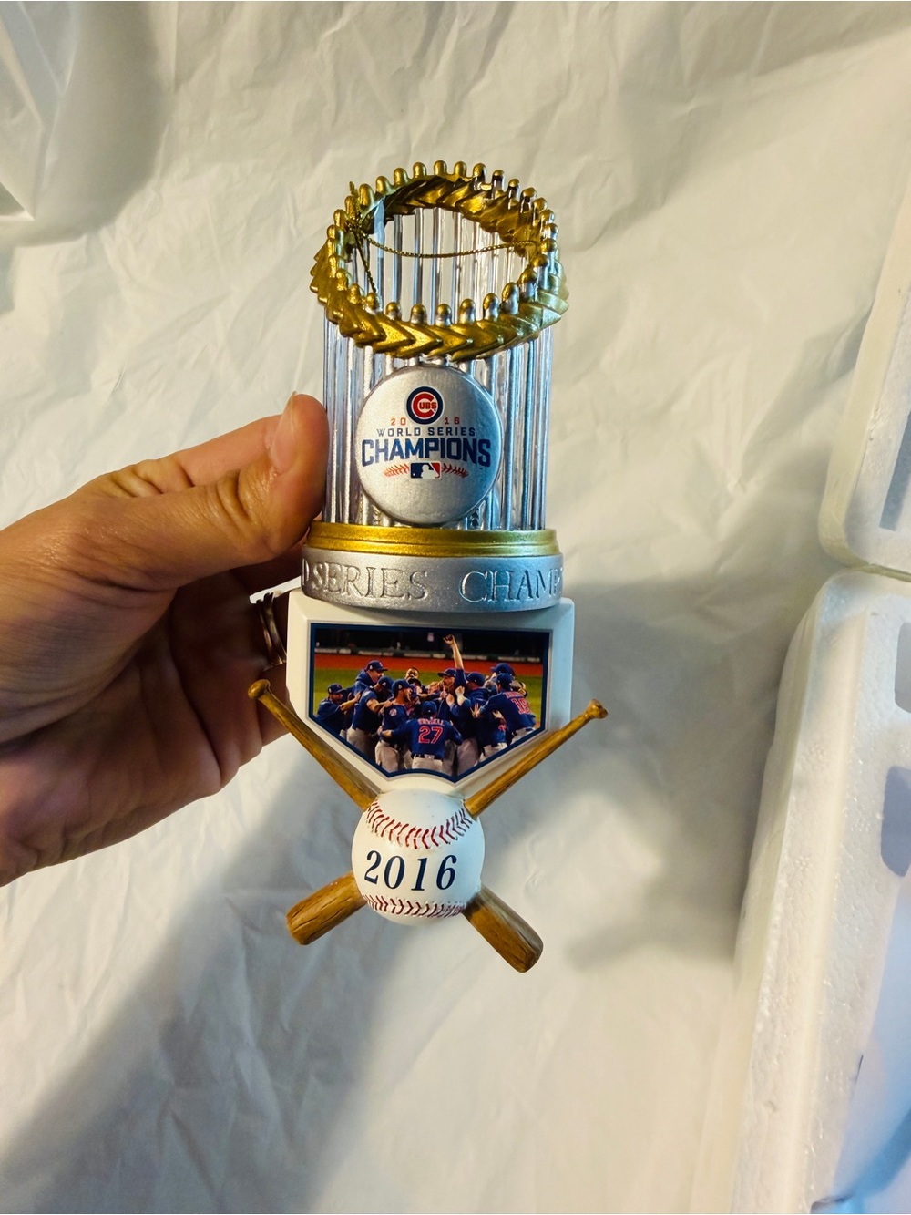 Bradford Exchange Chicago Cubs 2016 World Series Champions Trophy Ornament MLB